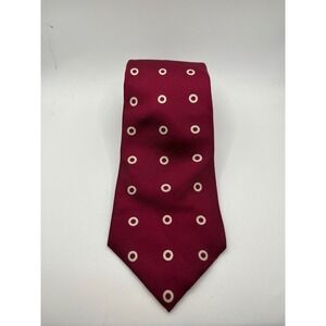 Christian Dior Burgundy Necktie with‎ White Circle Pattern, Made in USA